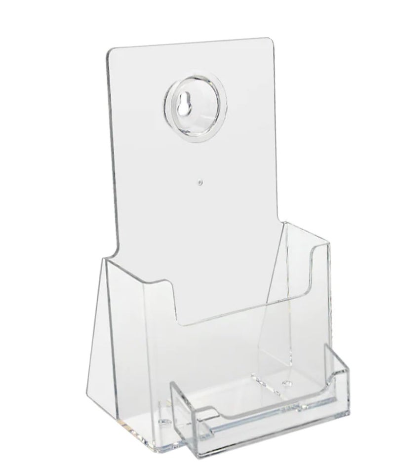 سورس وان. أورغ ؟؟؟ SourceOne كتيب ثلاثي الطي بعرض 4 بوصات وحامل بطاقات عمل لكتيبات ثلاثية الطي بعرض 4 بوصات - منظم سطح الطاولة من الأكريليك الشفاف - Image 1